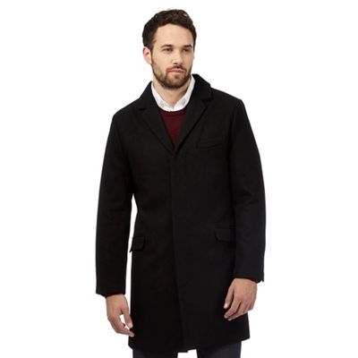 Big and tall black wool blend epsom coat